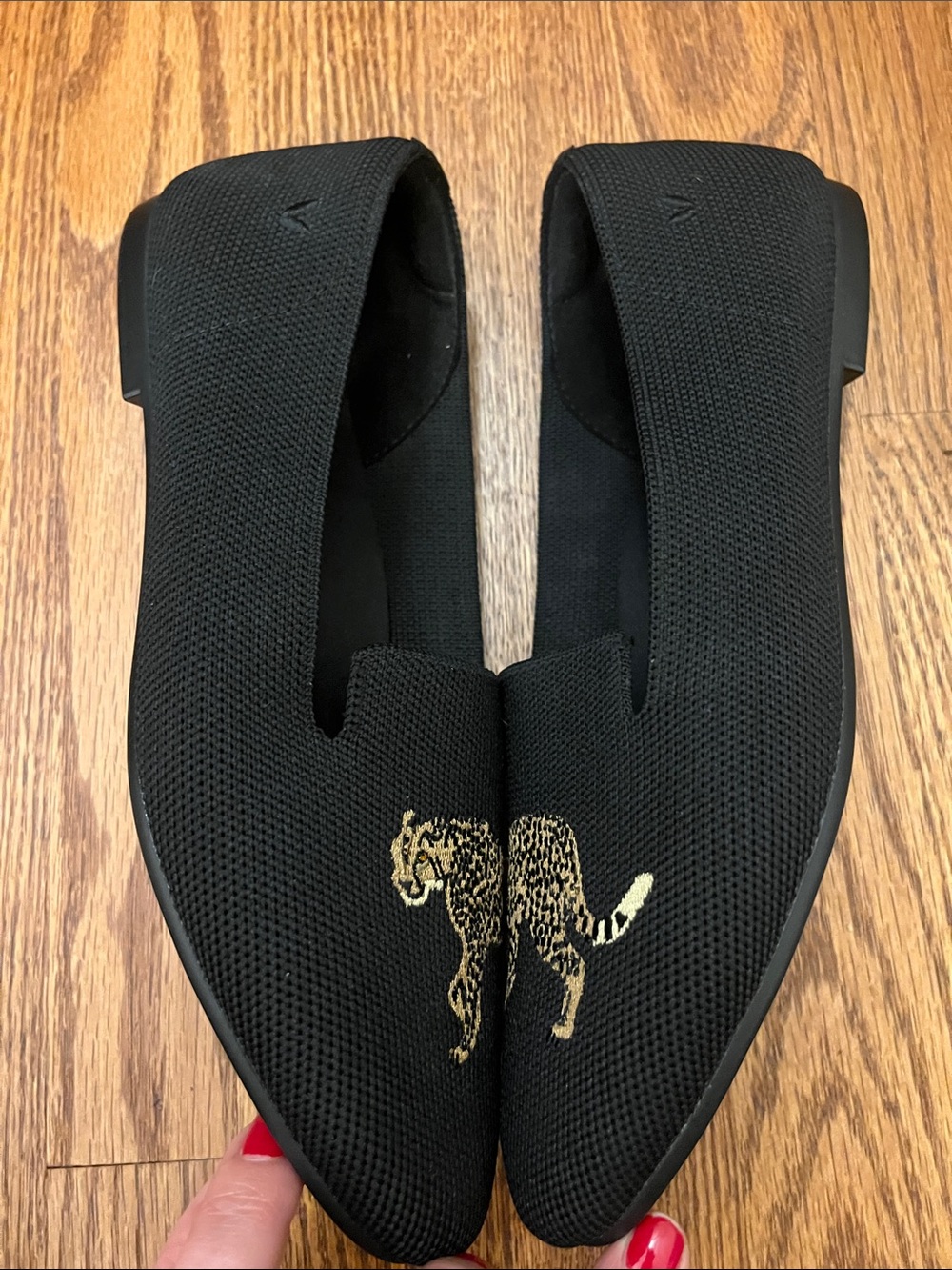 VIVAIA Audrey Embroidered Loafers Round-Toe Flats Cheetah Black US 8/ EU 39 - Picture 3 of 7